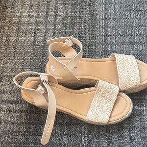 Self Esteem Neutral Woven Strap Ankle Strap Sandals